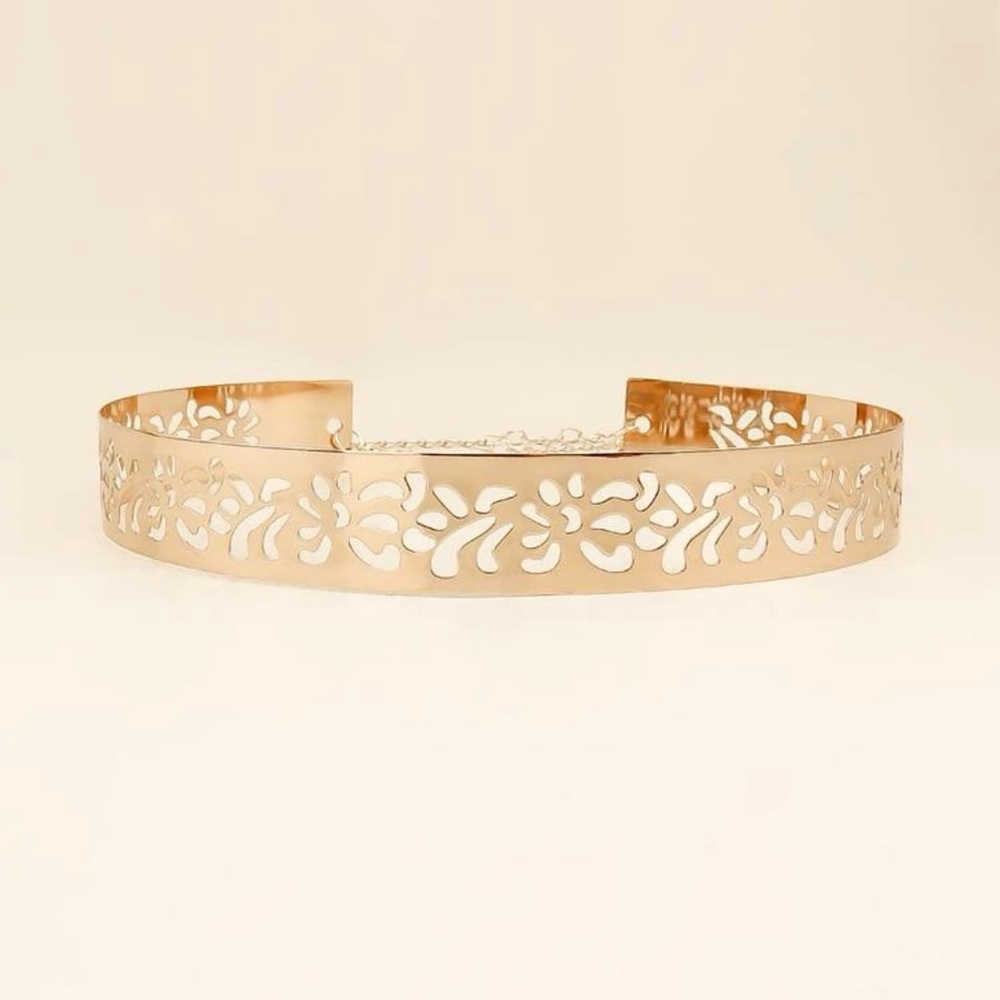 Womens Full Metal Waist Mirror Gold Silver Plate Waistband Belt